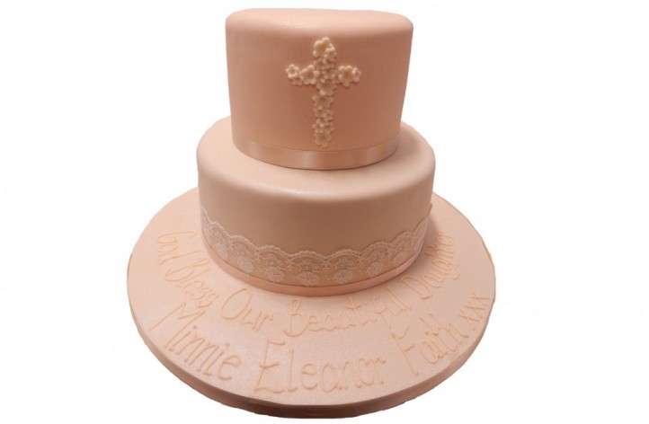 Lace Christening Tiered Cake